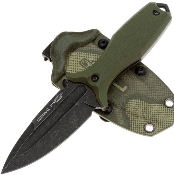 Нож N.C.Custom Grave blackwash сталь AUS-10, рукоять Olive G10