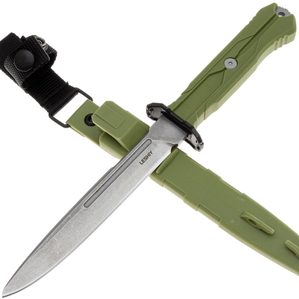 Тактический нож Mr.Blade Leshiy stonewash сталь AUS-8, рукоять OD Green Elastron SW/OD