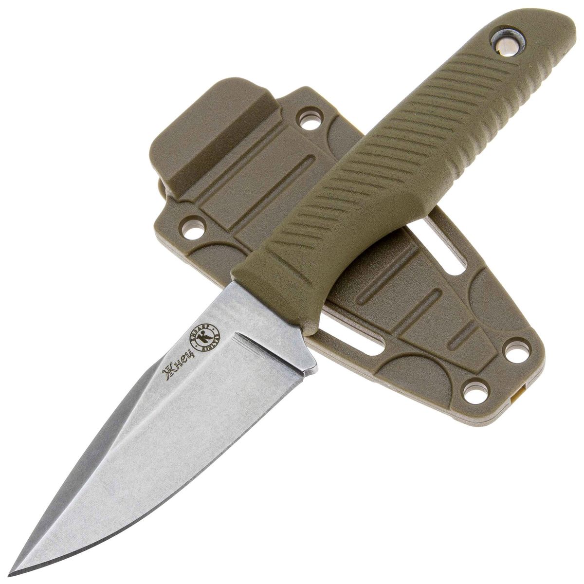 Шейный нож Жнец сталь AUS-8, рукоять эластрон песочный Кизляр