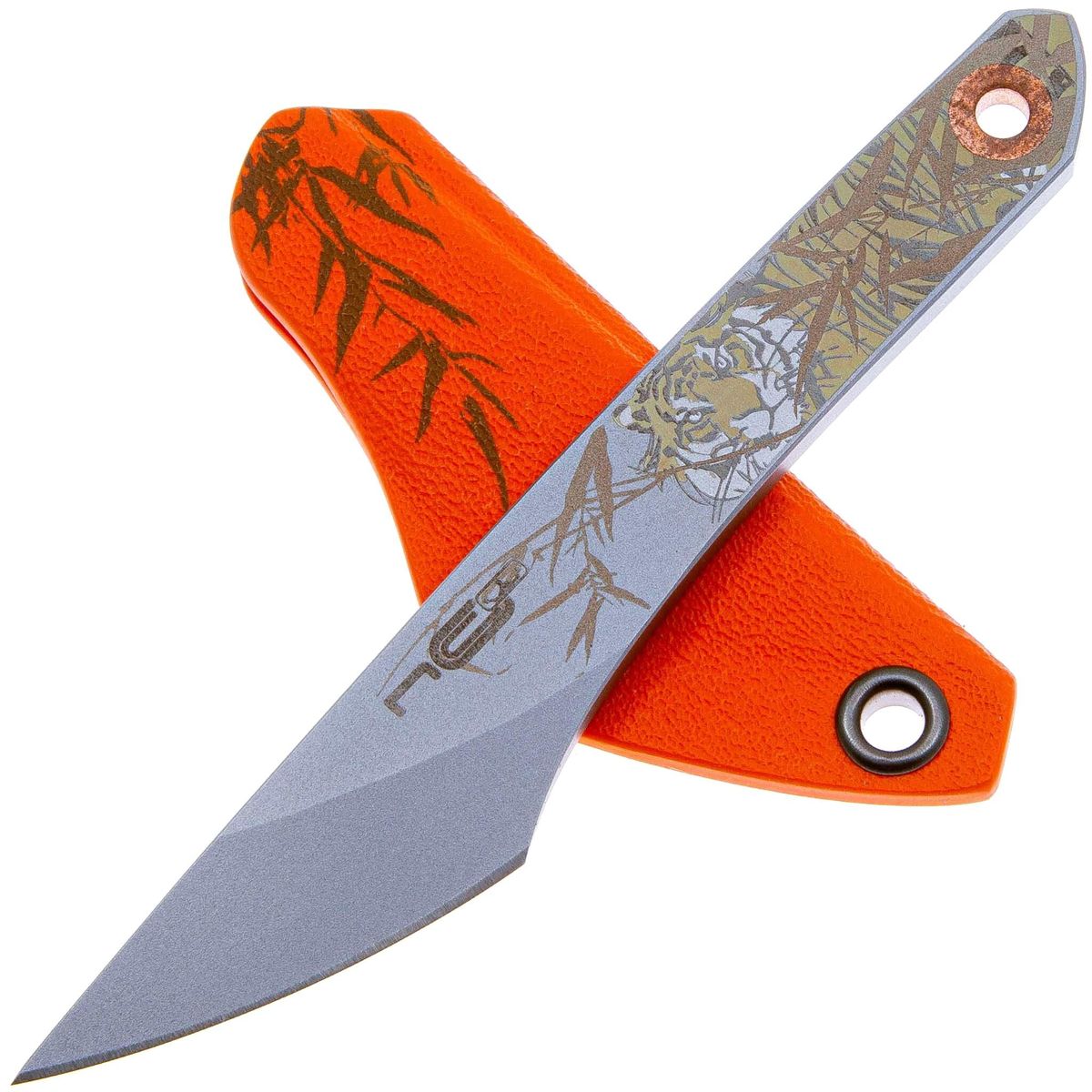 Нож N.C.Custom киридаши KOI Tiger Orange Bead blast сталь AUS-8