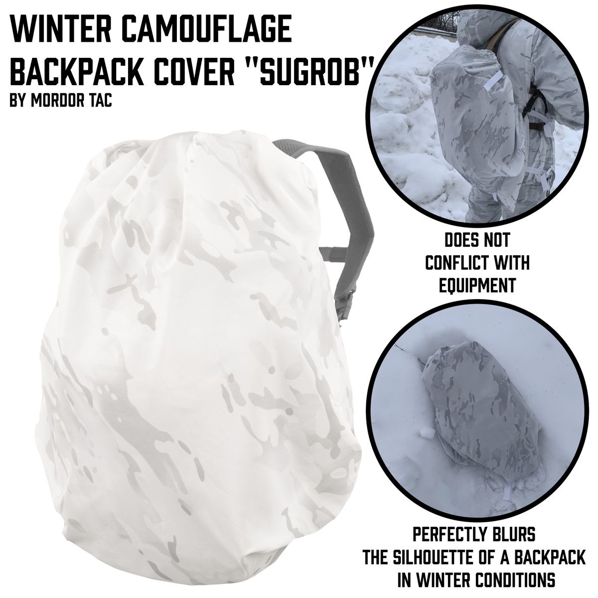 Winter camouflage backpack cover "Sugrob"