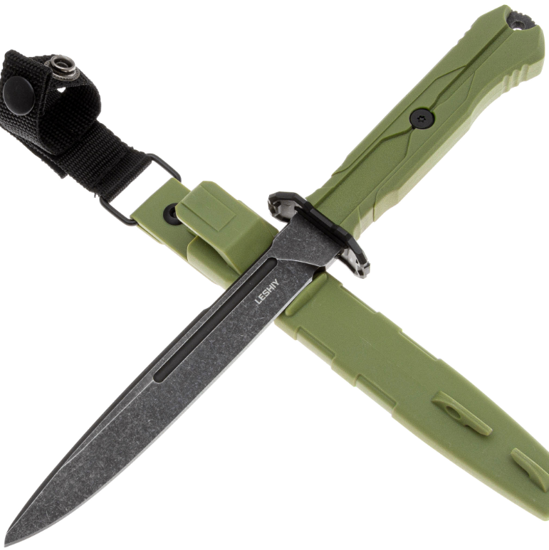 Тактический нож Mr.Blade Leshiy blackwash сталь AUS-8, рукоять OD Green Elastron BSW/OD