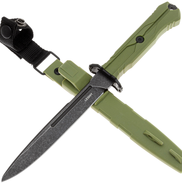 Тактический нож Mr.Blade Leshiy blackwash сталь AUS-8, рукоять OD Green Elastron BSW/OD