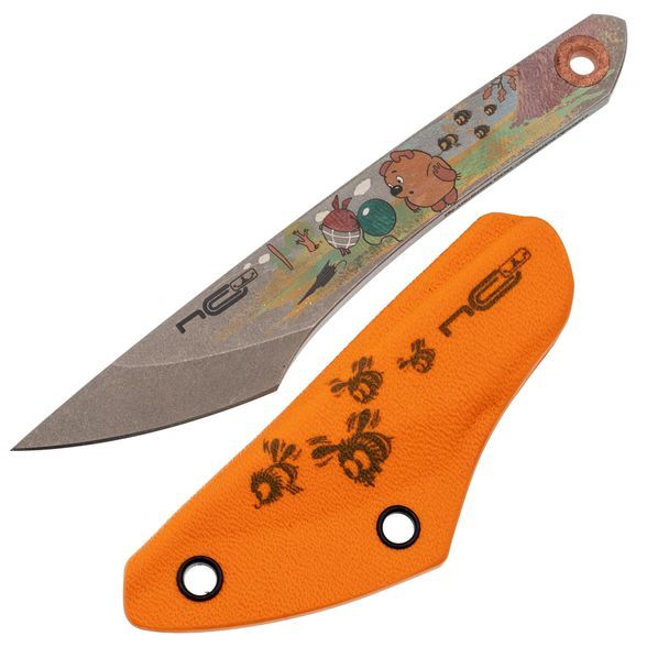 Нож киридаши KOI Винни-Пух #1 Orange Stonewash сталь AUS-8 N.C.Custom
